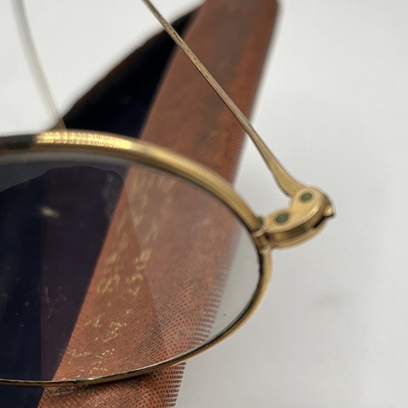 Antique‎ Wire Rim "Windsor" Spectacles Saddle Bridge Gold/ Brass Color with Case - Picture 4 of 16